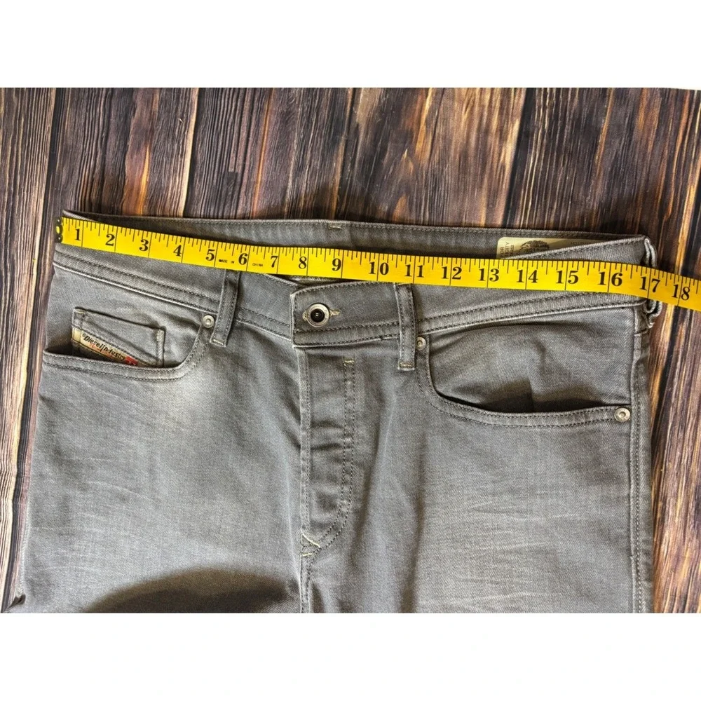 Diesel Buster Jeans Mens 33X34 Gray Stretch Slim Tapered Denim Italian Designer